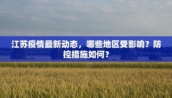 江苏疫情最新动态，哪些地区受影响？防控措施如何？