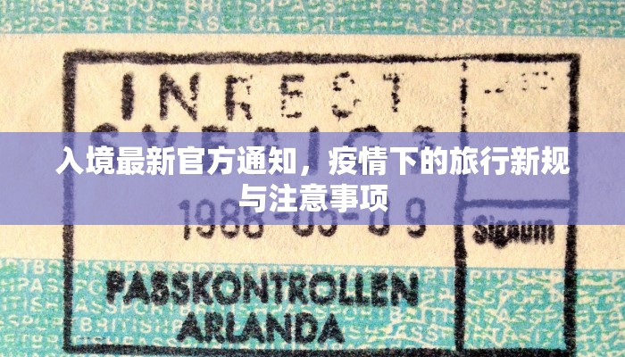 入境最新官方通知，疫情下的旅行新规与注意事项